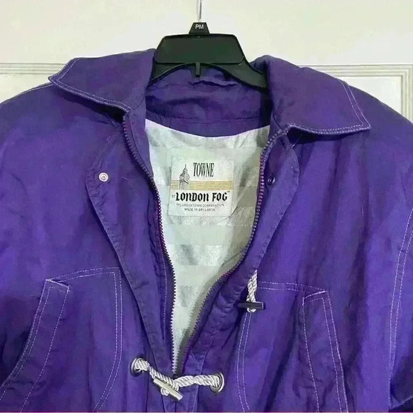 Towne by London Fog Women’s Utility Jacket Size S Purple Silver Lightweight Fall - Picture 7 of 13
